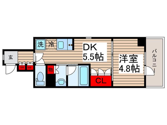 グランパセオ清澄白河II(1DK/7階)の間取り写真