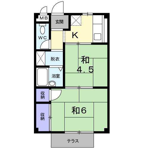 セントポーリアST(2K/1階)の間取り写真