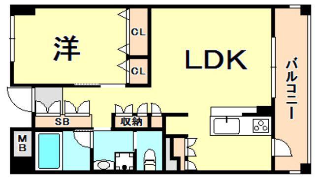 アーバネックス神戸駅前(1LDK/8階)の間取り写真