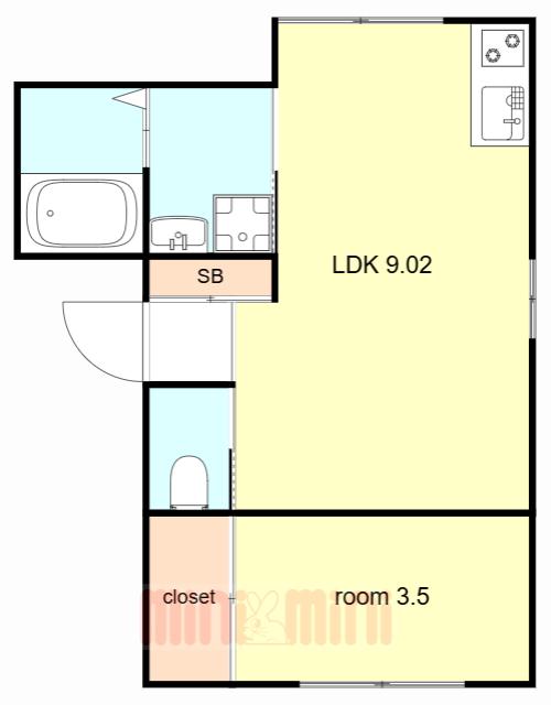 LUMINART明石(1LDK/3階)の間取り写真