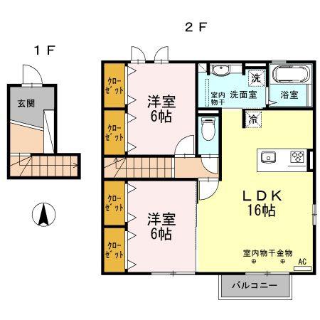 フルールSII(2LDK/2階)の間取り写真