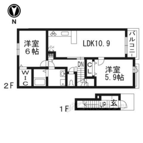 グラードⅡ(2LDK/2階)の間取り写真
