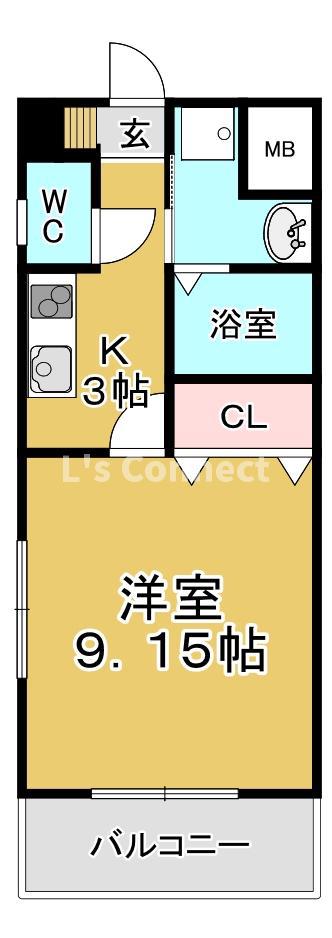 アネーロ泉中央(1K/3階)の間取り写真