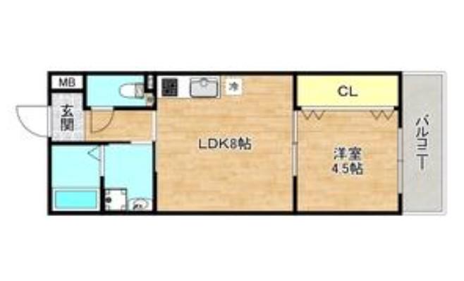 レジデンスコート橋本(1LDK/1階)の間取り写真