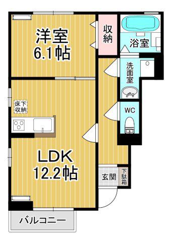 アヴニール(1LDK/1階)の間取り写真