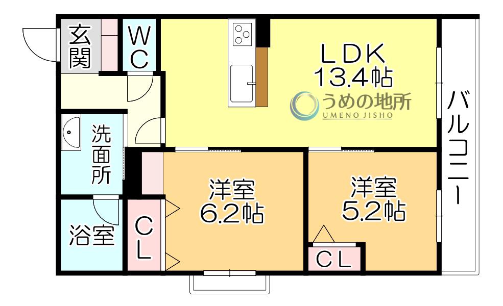 シャーメゾングレイス(2LDK/3階)の間取り写真