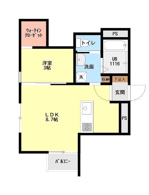 アーバンブランチ南笹口(1LDK/3階)の間取り写真