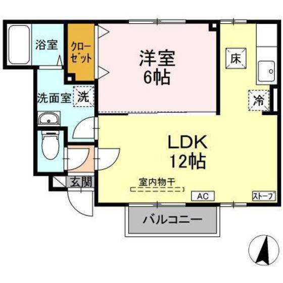 セジュール松原(1LDK/1階)の間取り写真