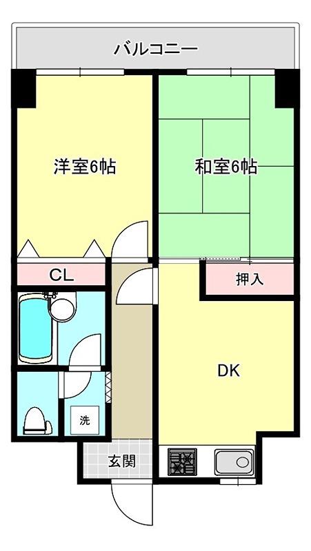 サンファミリー豊岡(2DK/5階)の間取り写真