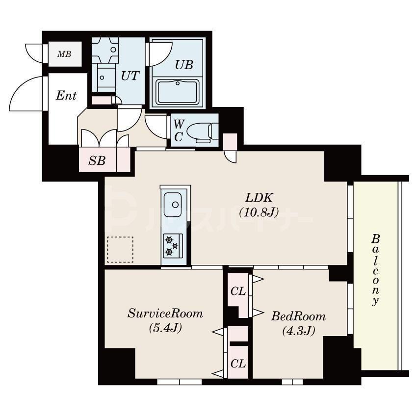 S-RESIDENCE押上EPURE(1SLDK/2階)の間取り写真