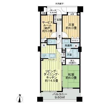 コスモ錦糸町リベディア(2SLDK/5階)の間取り写真