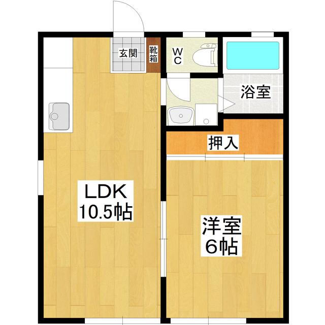 宝輝ハイツ(1LDK/1階)の間取り写真