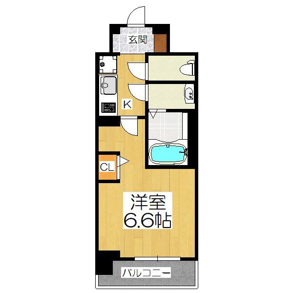 プラシード京都(1K/2階)の間取り写真