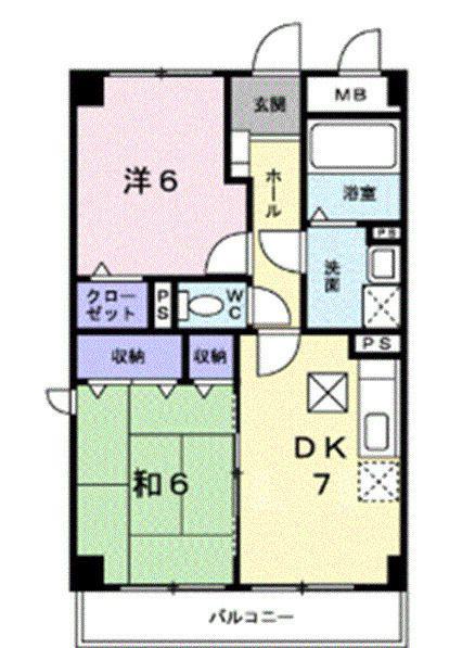 サンハイム宮千代(2DK/3階)の間取り写真