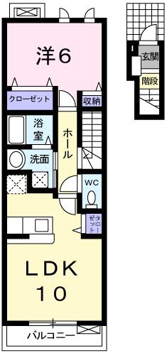 ヴィラクレール(1LDK/2階)の間取り写真