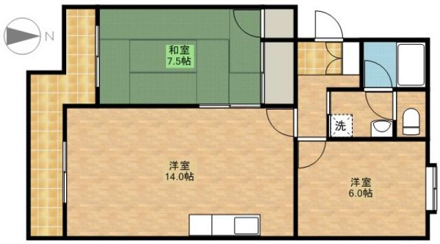 レスポワール曳馬(2LDK/1階)の間取り写真