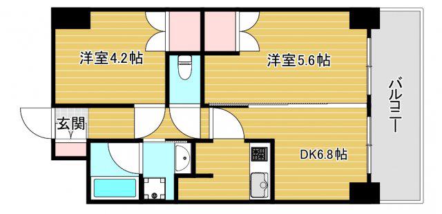 URBAN FLATS中之島(2DK/9階)の間取り写真