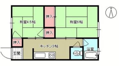 銀橋ビル(2K/1階)の間取り写真