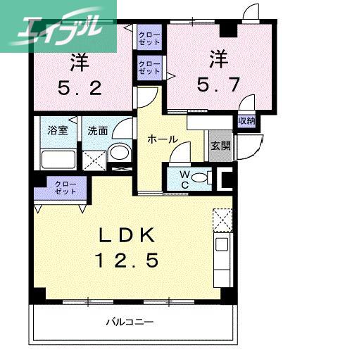 さくらマンションB(2LDK/2階)の間取り写真
