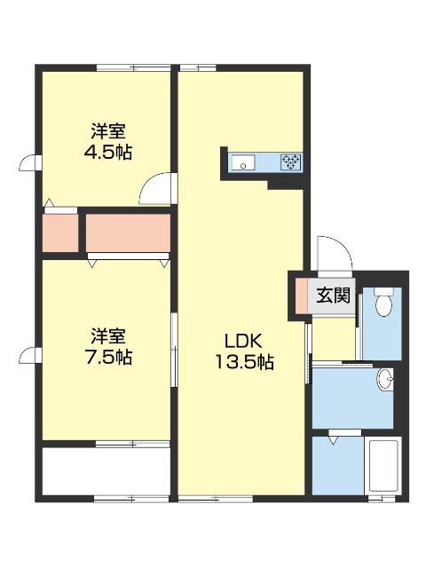 プレステージ宮崎II(2LDK/2階)の間取り写真