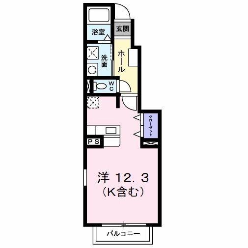 フィオーレ長行東三番館(ワンルーム/1階)の間取り写真