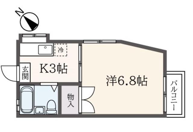 プチハウス(1K/2階)の間取り写真