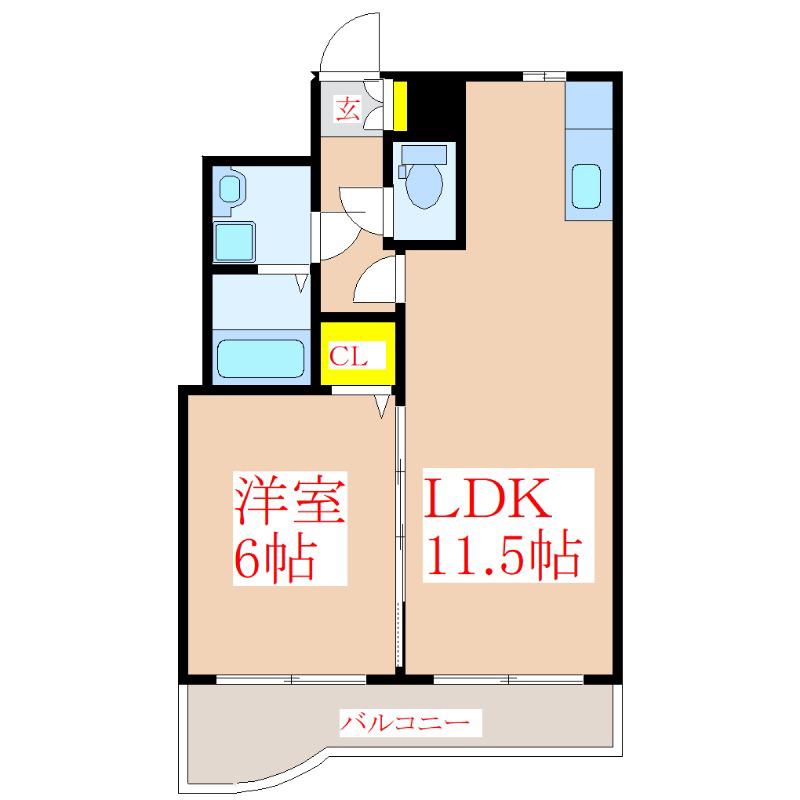 プラシード国分(1LDK/2階)の間取り写真