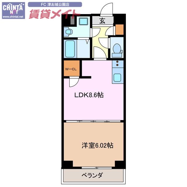 S-FORT津新町(1LDK/8階)の間取り写真
