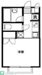 シティーコート川崎(1K/2階)の間取り写真