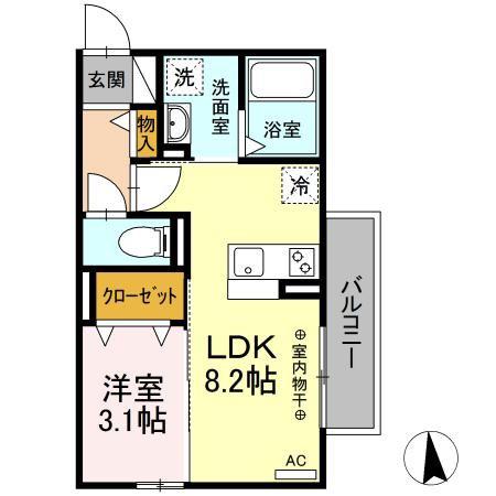 ミラフローレス(1LDK/3階)の間取り写真