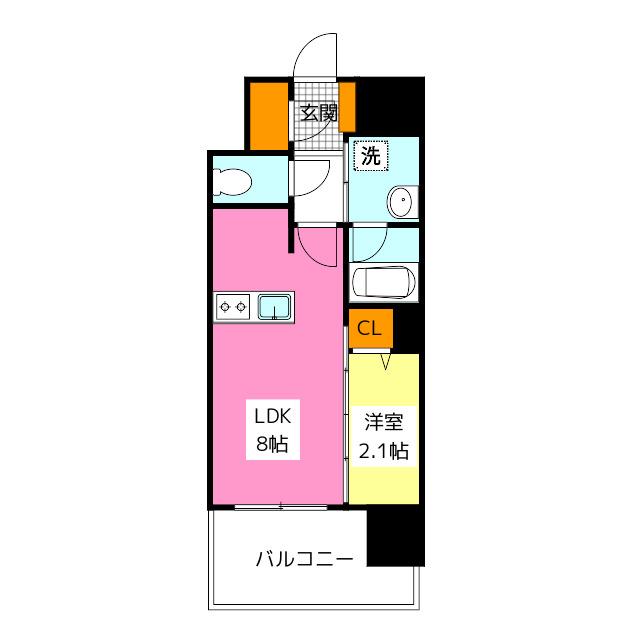 デュ・レジア博多レジデンス(1LDK/9階)の間取り写真