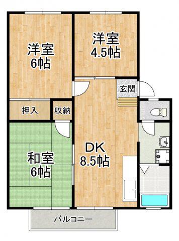 新栄プロパティー喜志(3LDK/1階)の間取り写真