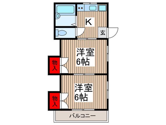 常磐荘(2K/2階)の間取り写真