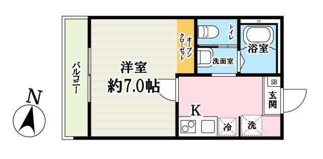 キャメル吉川5A(1K/2階)の間取り写真