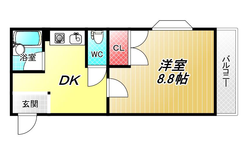 コンフォート布施(1DK/6階)の間取り写真