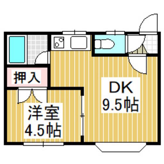 クリスタルハウス・アップル(1DK/2階)の間取り写真