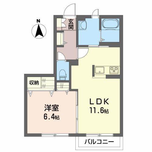 カーサ・ブランシェIII(1LDK/1階)の間取り写真