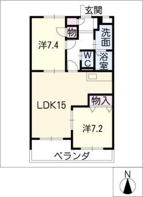 アヴェニュー古金(2LDK/1階)の間取り写真