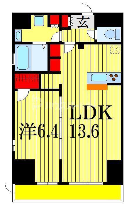 JUSEI RESIDENCE(1LDK/8階)の間取り写真