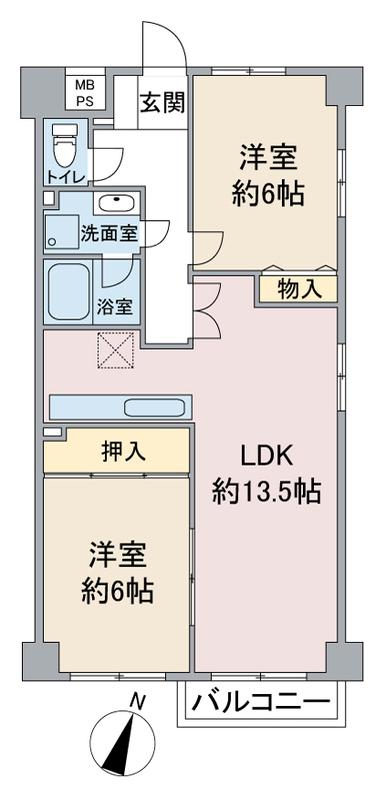 吉祥寺北町ハイム(2LDK/2階)の間取り写真
