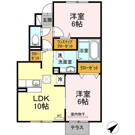 D-ROOM四倉(2LDK/1階)の間取り写真