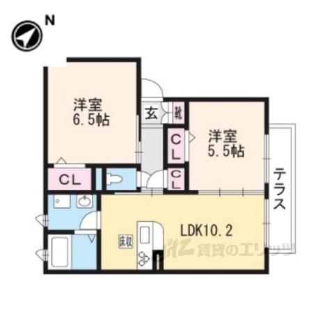 シャーメゾン・シバタ(2LDK/1階)の間取り写真