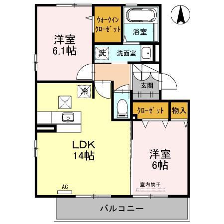 サンフラワー ガーデン A・B棟(2LDK/1階)の間取り写真