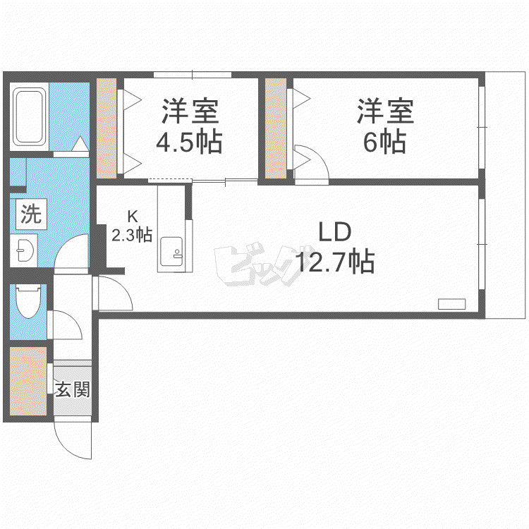 ブランシャールNAKAJIMA PARK FRONT(2LDK/4階)の間取り写真