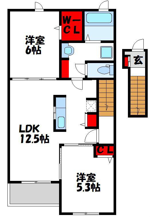 ガーデン・クレールABE(2LDK/2階)の間取り写真