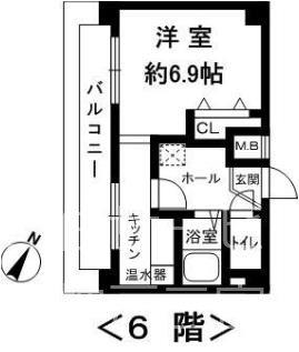 旭通ことぶきビル(1K/6階)の間取り写真