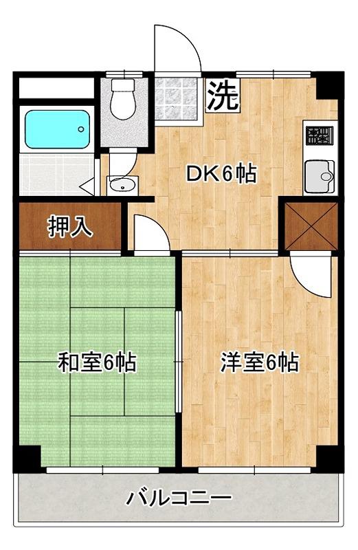 神谷マンション(2DK/3階)の間取り写真