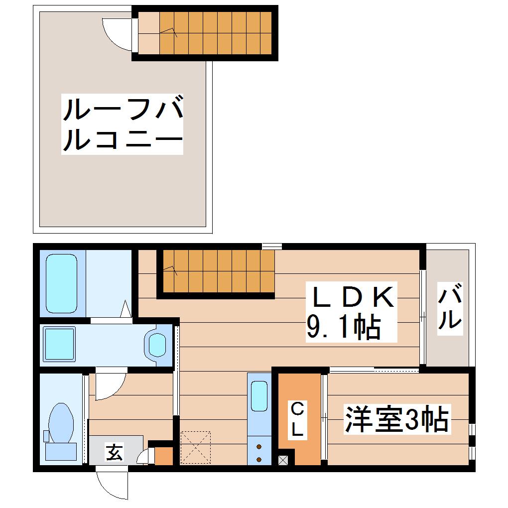 GRANDTIC OHANA(1LDK/2階)の間取り写真