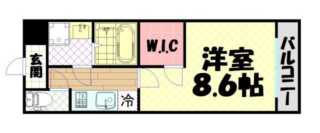 JUNEナンバ(1K/3階)の間取り写真