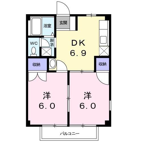 アクティブB(2DK/1階)の間取り写真